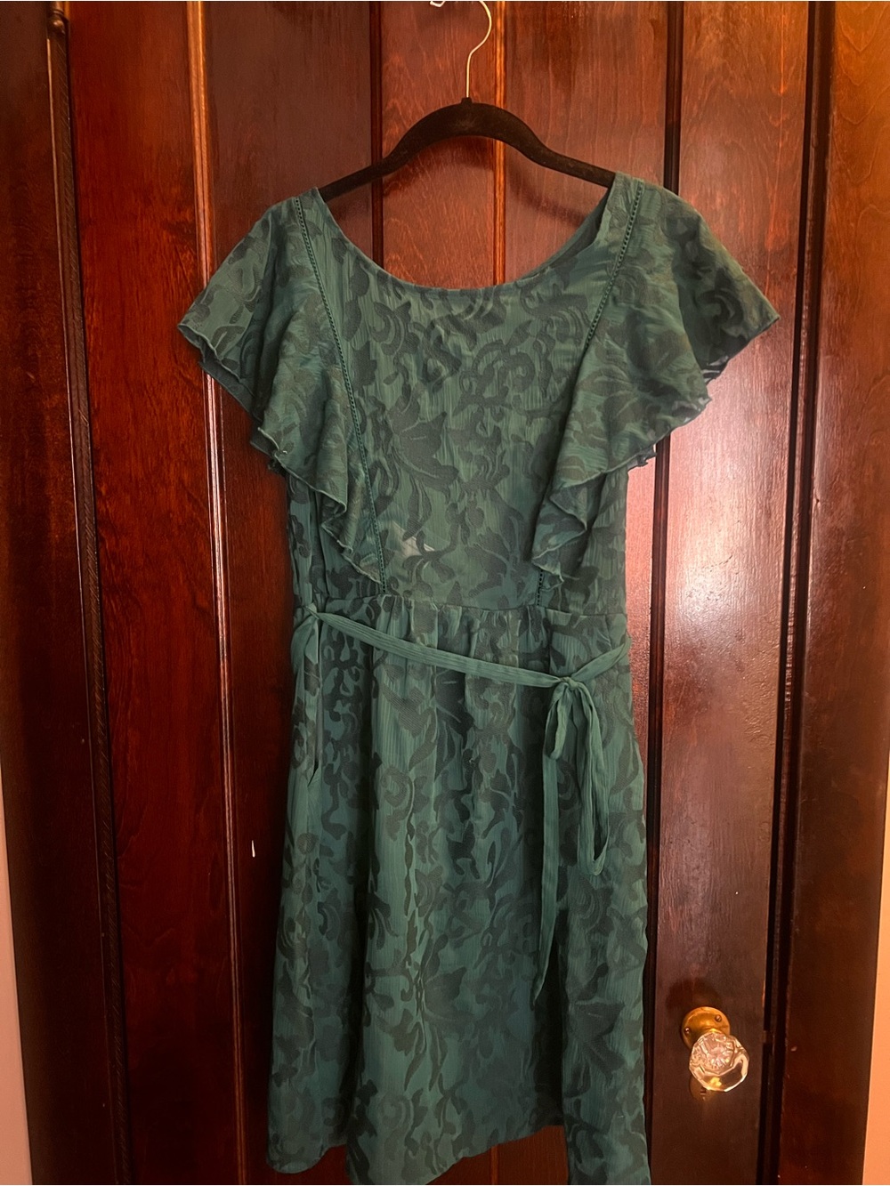 Moulinette Soeurs Teal Floral Ruffle Tie-Waist Dress